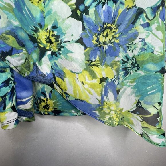 Kim Rogers Poncho Style Top Size XL Floral Vibrant Colors Asymmetrical BOHO - Picture 5 of 12